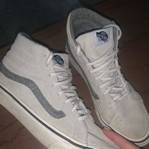 grey suede high top vans size 6.5 women’s